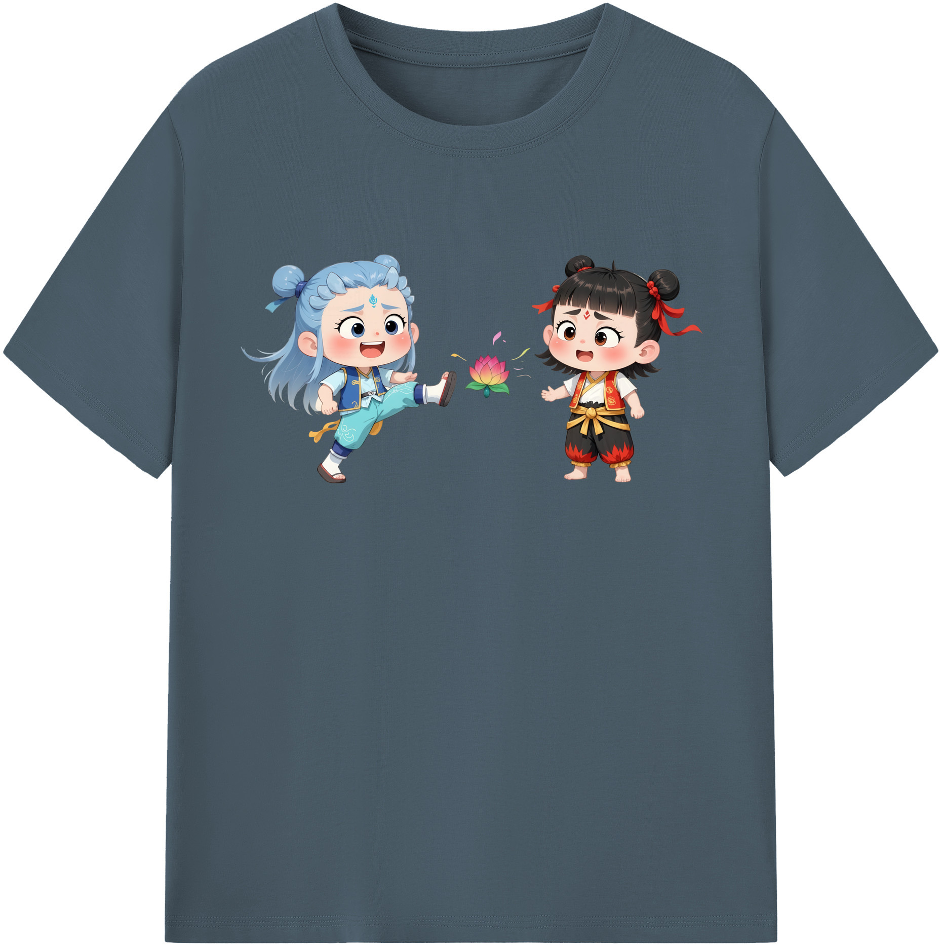 （画像用） Ne Zha 2 ナタ 魔童の大暴れ 綿100％半袖Tシャツ（フロントプリント）
